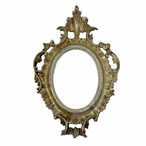 Vintage Ornate Oval Metal Picture Frame Floral Rose Design Frame Only 8.5"